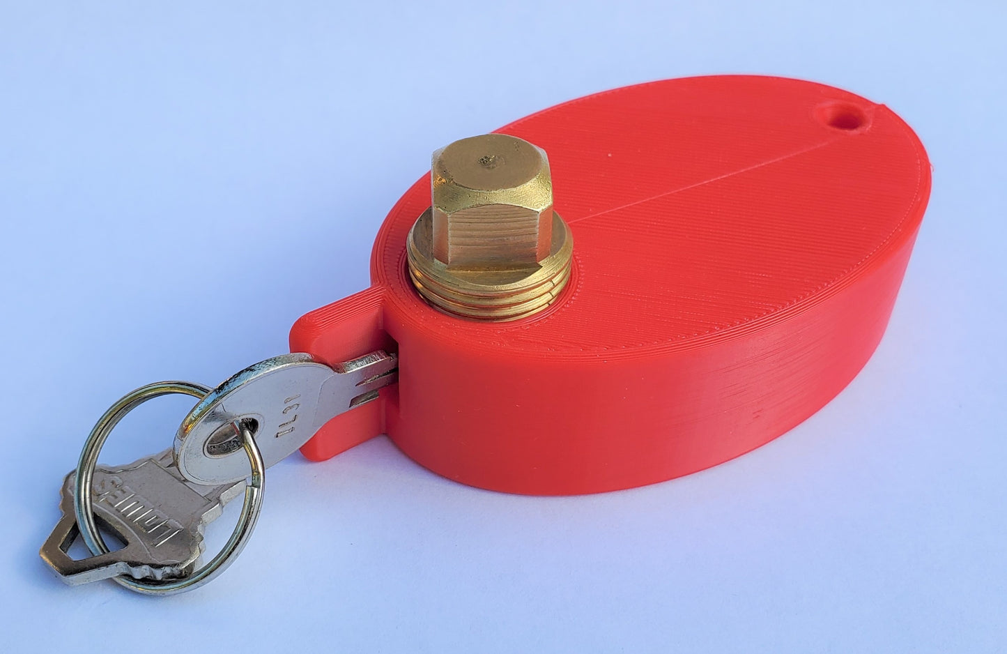 PlugKeyper Plug Float - red - boat drain plug reminder - key float - locks key in device using plug